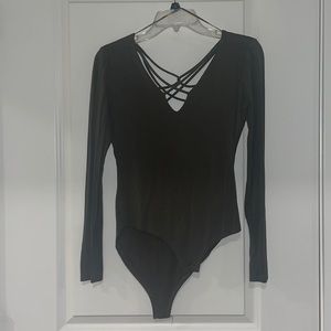 Olive green, medium, long sleeve body suit.